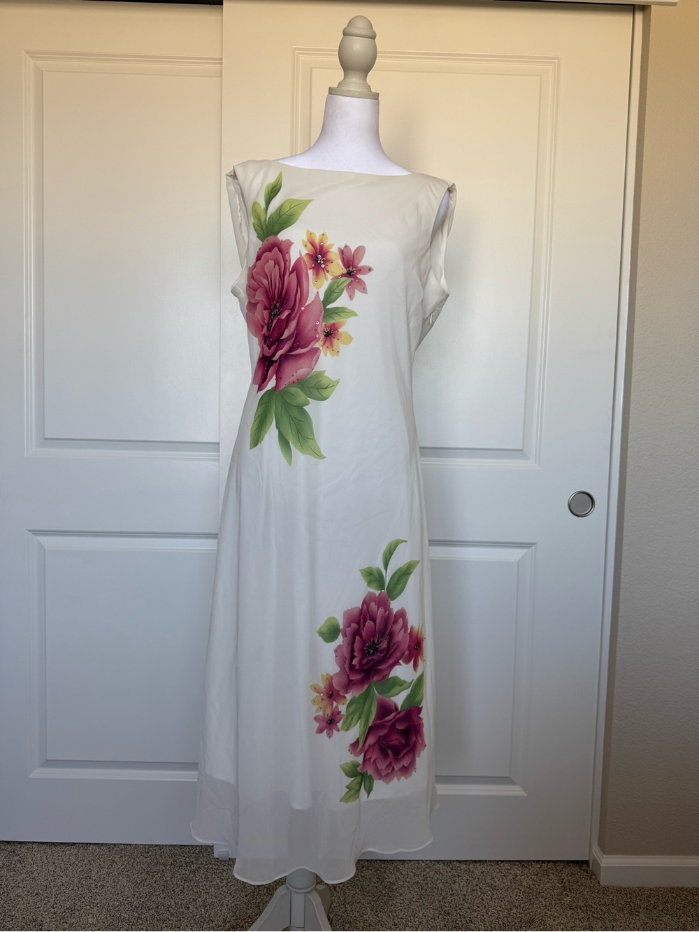 White Floral midi dress